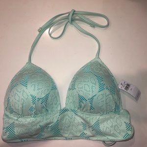 Turquoise crochet pineapple halter bikini top